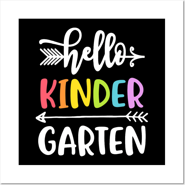 Kindergarten Tshirt Hello Kinder Teacher Student Teamwork Wall Art by Wolfek246